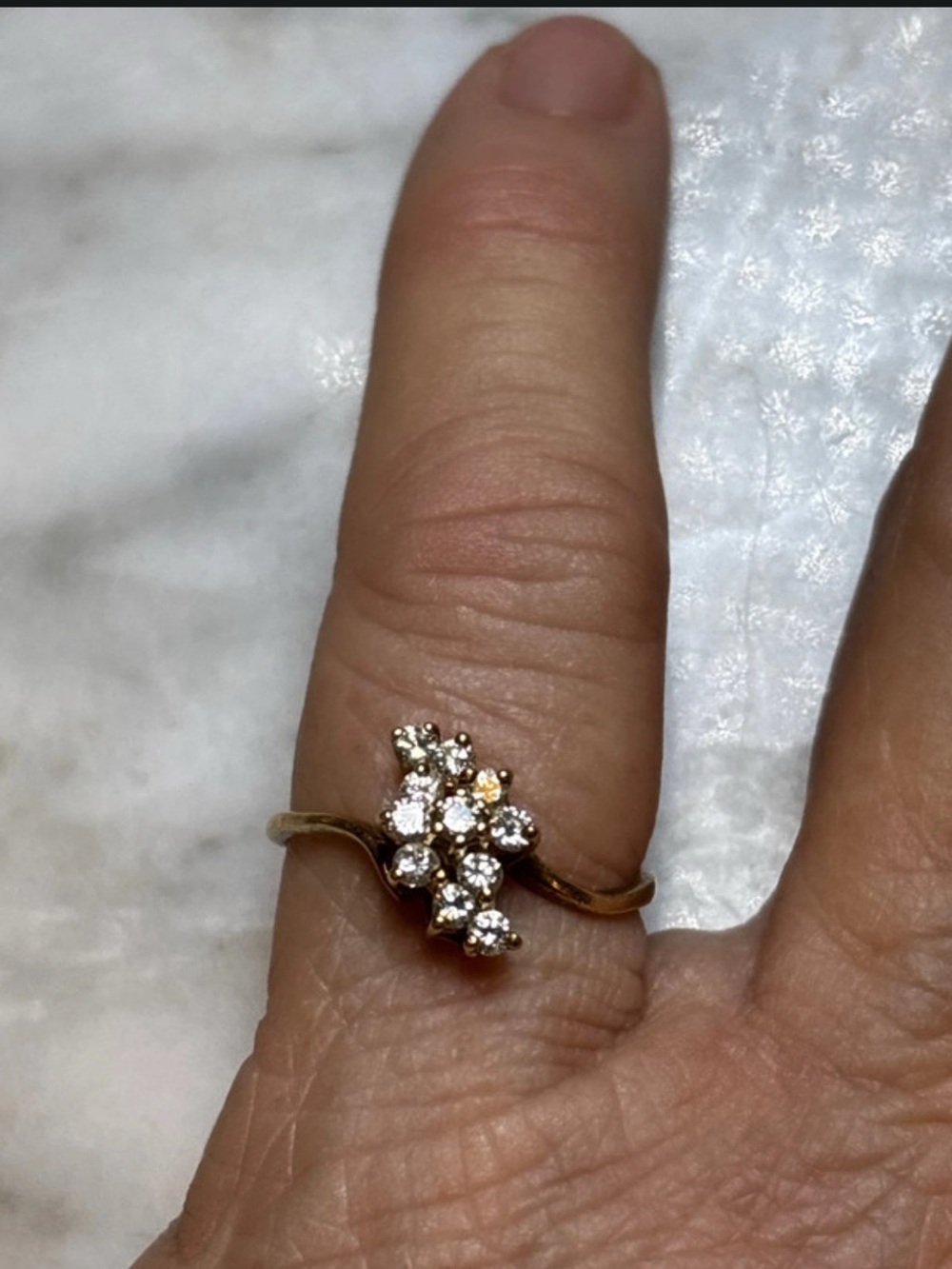 14k yellow gold & diamond cluster ring (size 8)